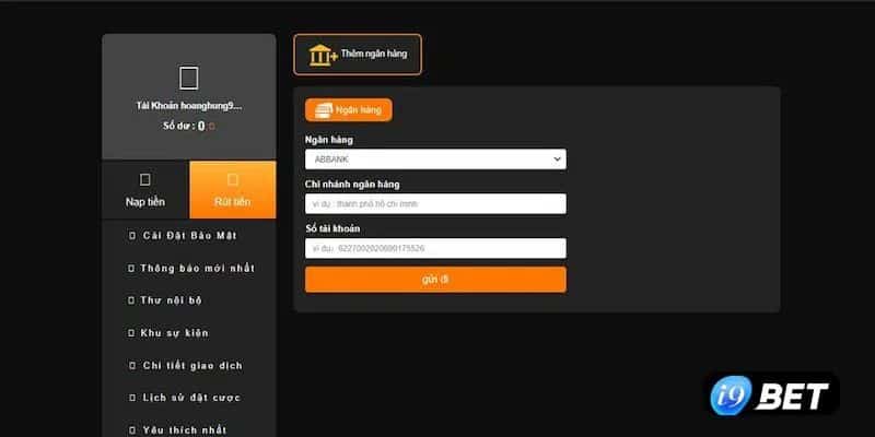 Bạn có thể nạp tiền vào tài khoản I9bet qua chuyển khoản ngân hàng